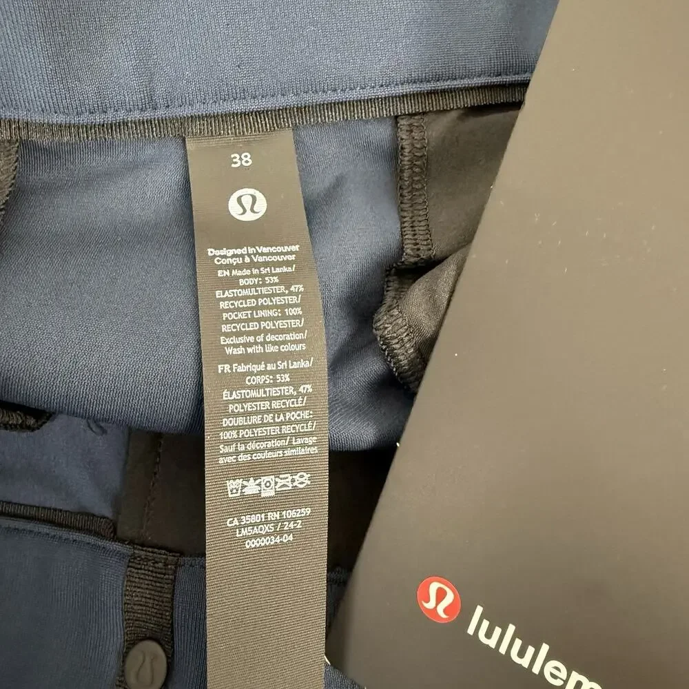 NWT Lululemon ABC Slim Fit Trouser Pants Men‎ 38 x 28 Chino Navy Blue Warpstreme